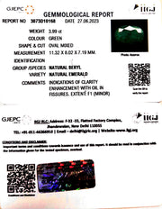 3.99/CT Natural Panna Stone with Govt. Lab Certificate (1221)